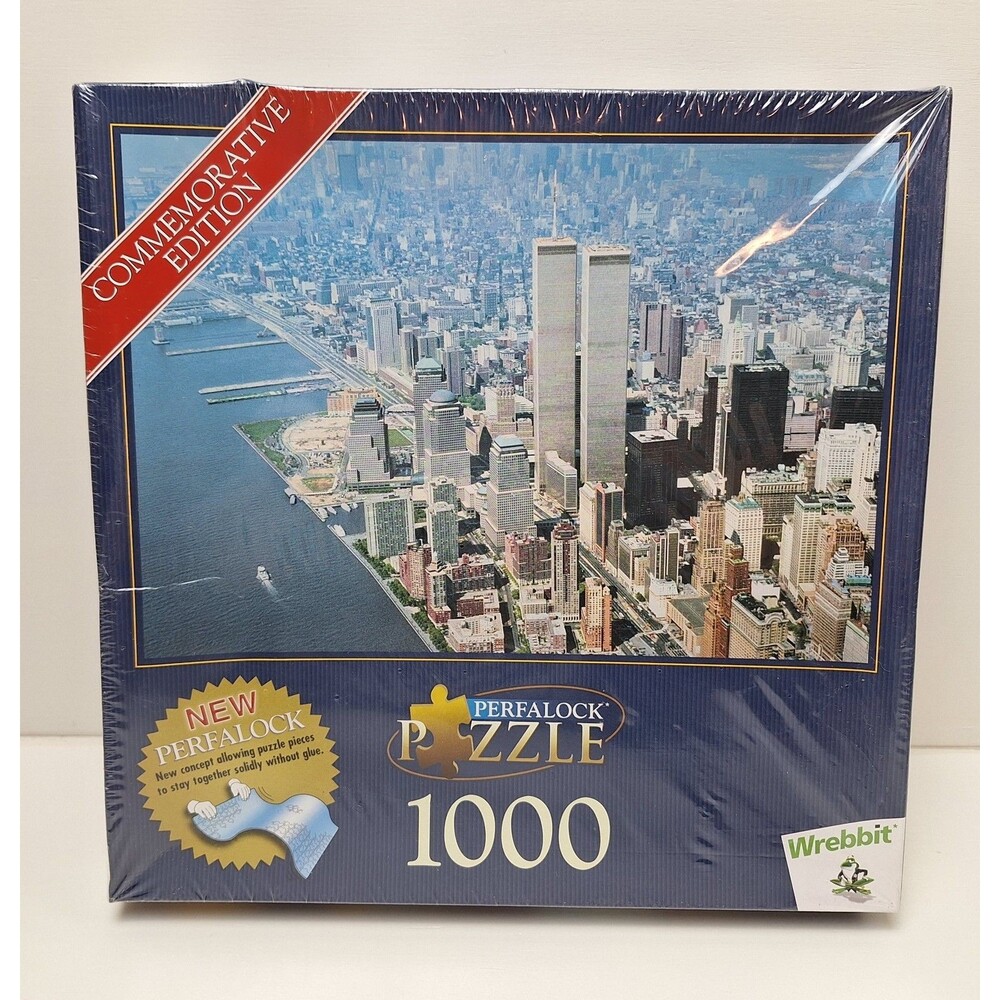 Above New York City Wrebbit Perfalock Jigsaw Puzzle 1,000 PC-Twin Towers New!*